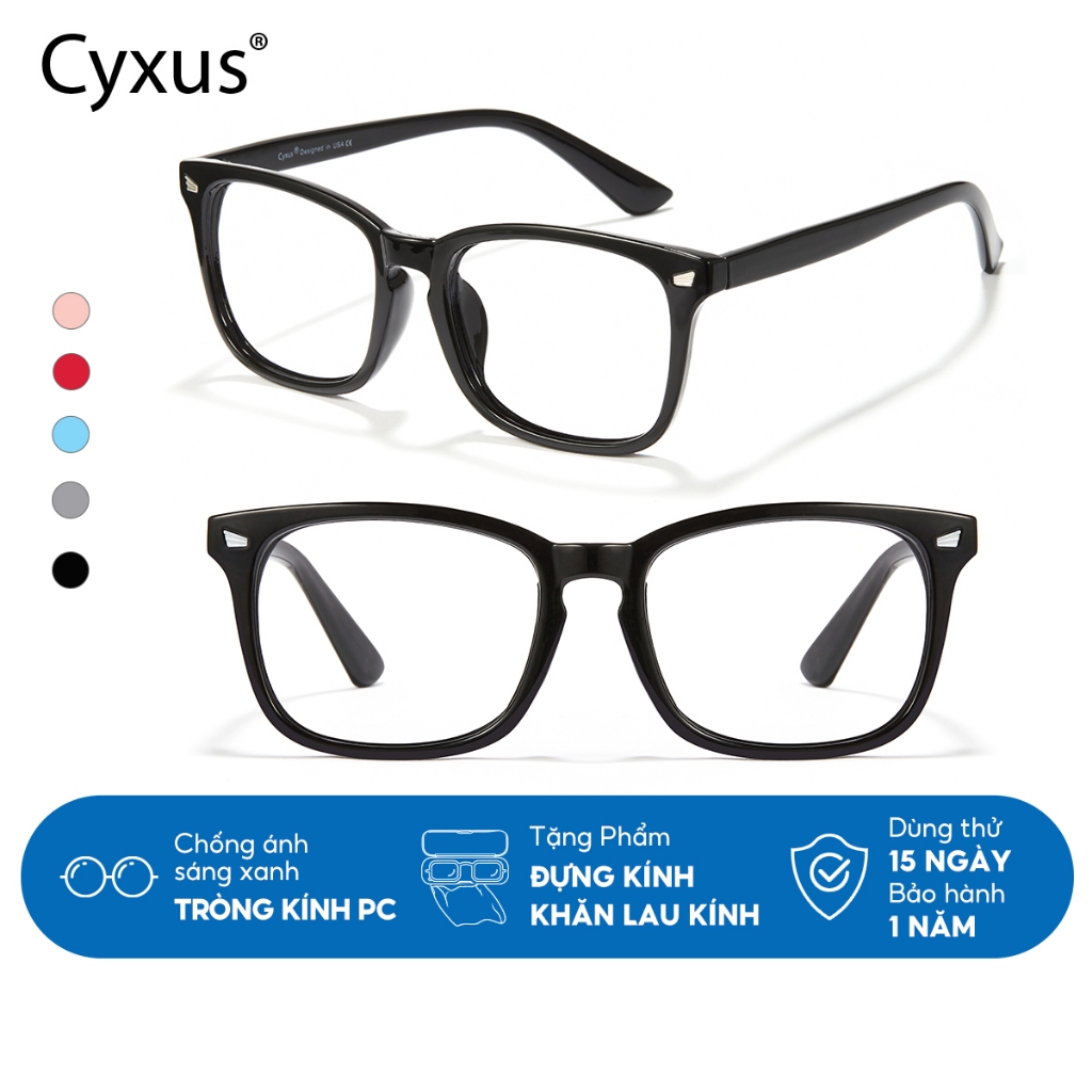 Cyxus Kính Chống Ánh Sáng Xanh Thời Trang Gọng Vuông Lọc Tia UV Giảm Mỏi Mắt Cho Máy Tính Cho Nam Nữ 8082