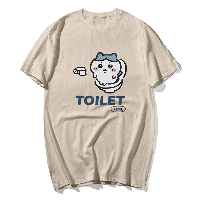 HACHIWARE Áo Thun Cotton Tee Tay Ngắn Cổ Tròn Cho Nam - Thiết Kế Vệ Sinh Bô Chiikawa Usagi và Meme Tuyệt Vời