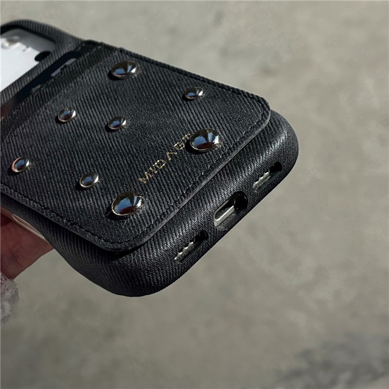 IPhone 17 PRO MAX 16 Pro max Kim loại hình ngôi sao trái tim denim thẻ chèn họa tiết chất liệu PU
