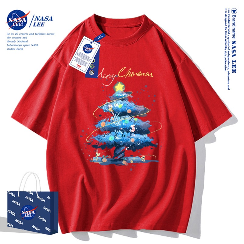 Áo thun cotton ngắn tay hợp tác với NASA - In hình cây thông Noel dưới bầu trời sao 2025