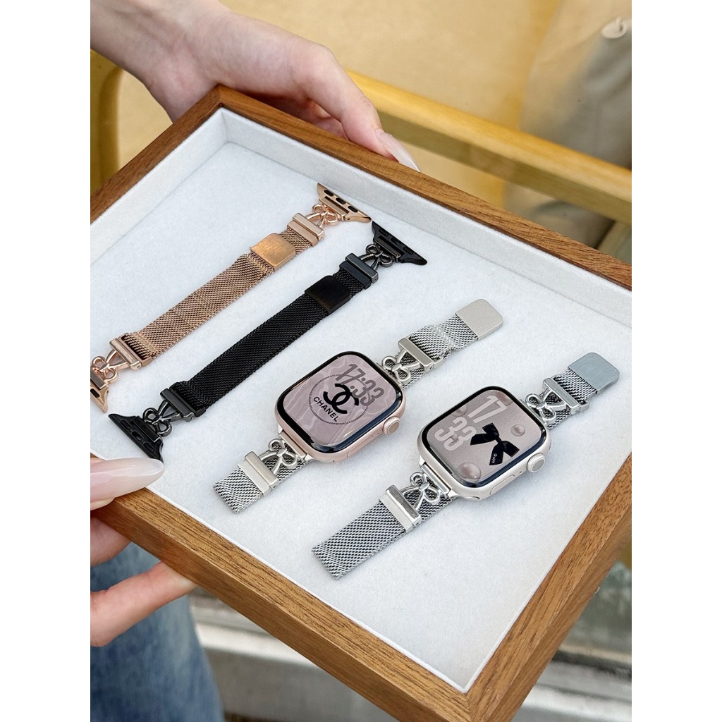 Dây đeo chống nước bằng thép không gỉ Milan hình trái tim dành cho Apple Watch S11 SE3 Ultra3 S10 S9 S8 SE S7 S6 Ultra 49mm 46mm 40mm 44mm 41mm 45mm Iwatch Band