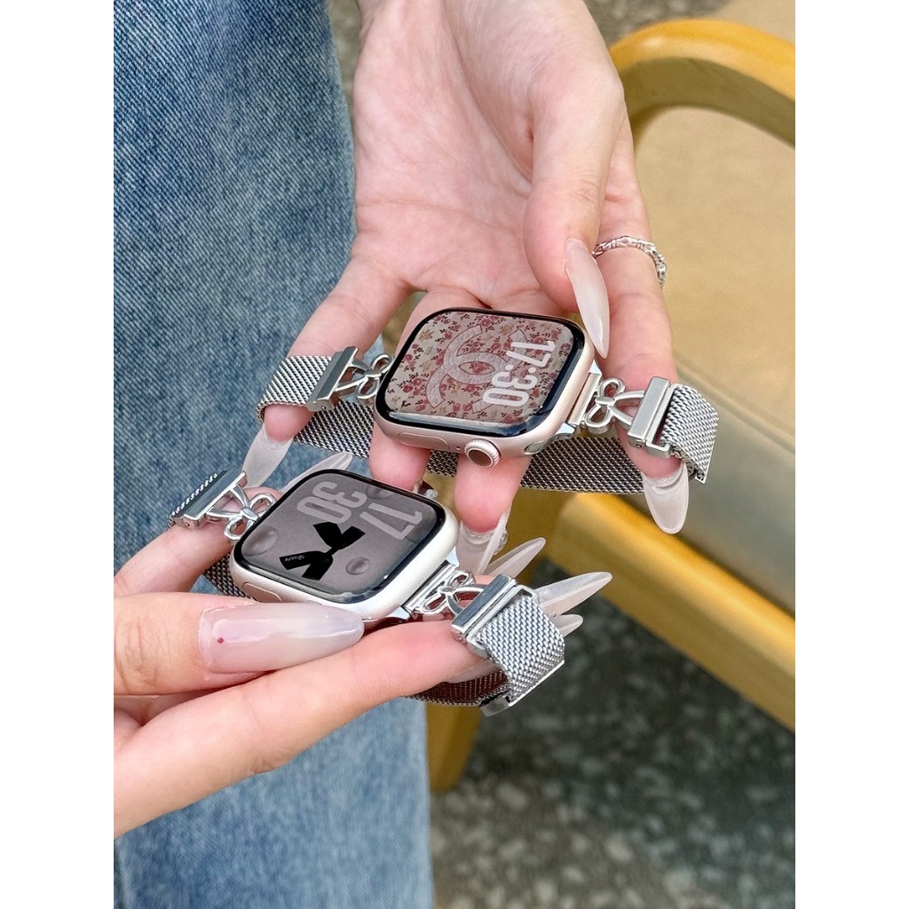 Dây đeo chống nước bằng thép không gỉ Milan hình trái tim dành cho Apple Watch S11 SE3 Ultra3 S10 S9 S8 SE S7 S6 Ultra 49mm 46mm 40mm 44mm 41mm 45mm Iwatch Band