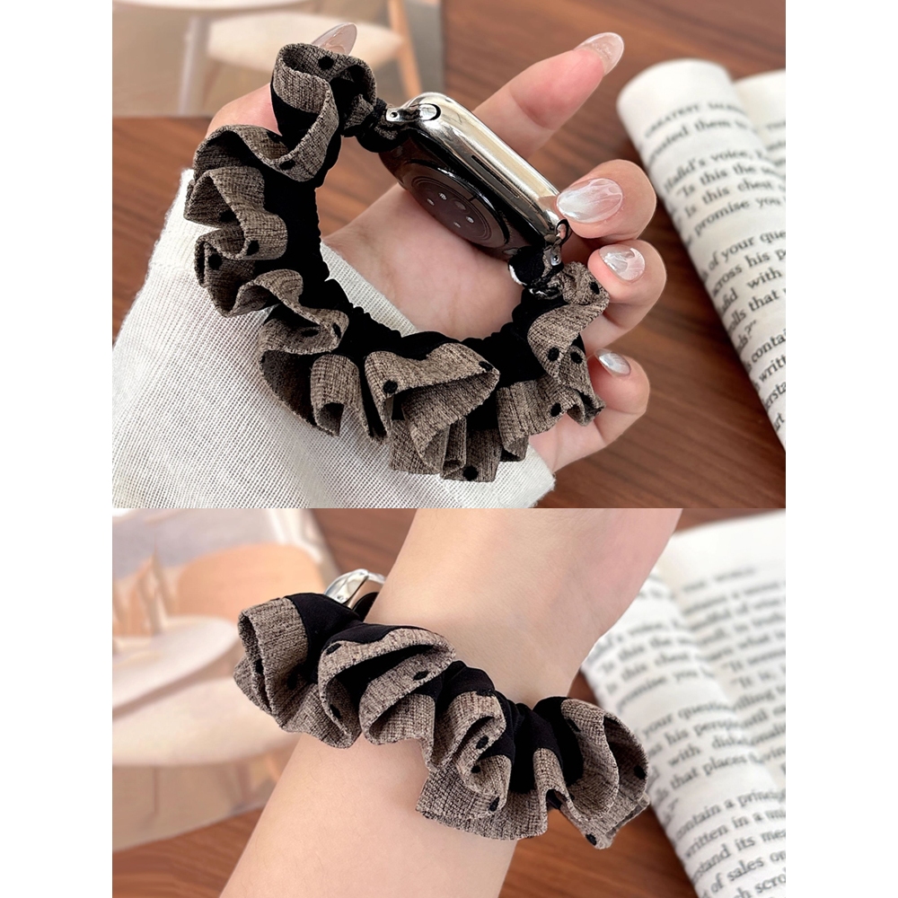 Dây buộc tóc phối màu ren nữ Dây buộc tóc co giãn cho Apple Watch S11 SE3 Ultra3 S10 S9 S8 SE S7 S6 Ultra 49mm 46mm 42mm 44mm 41mm 45mm Iwatch Band