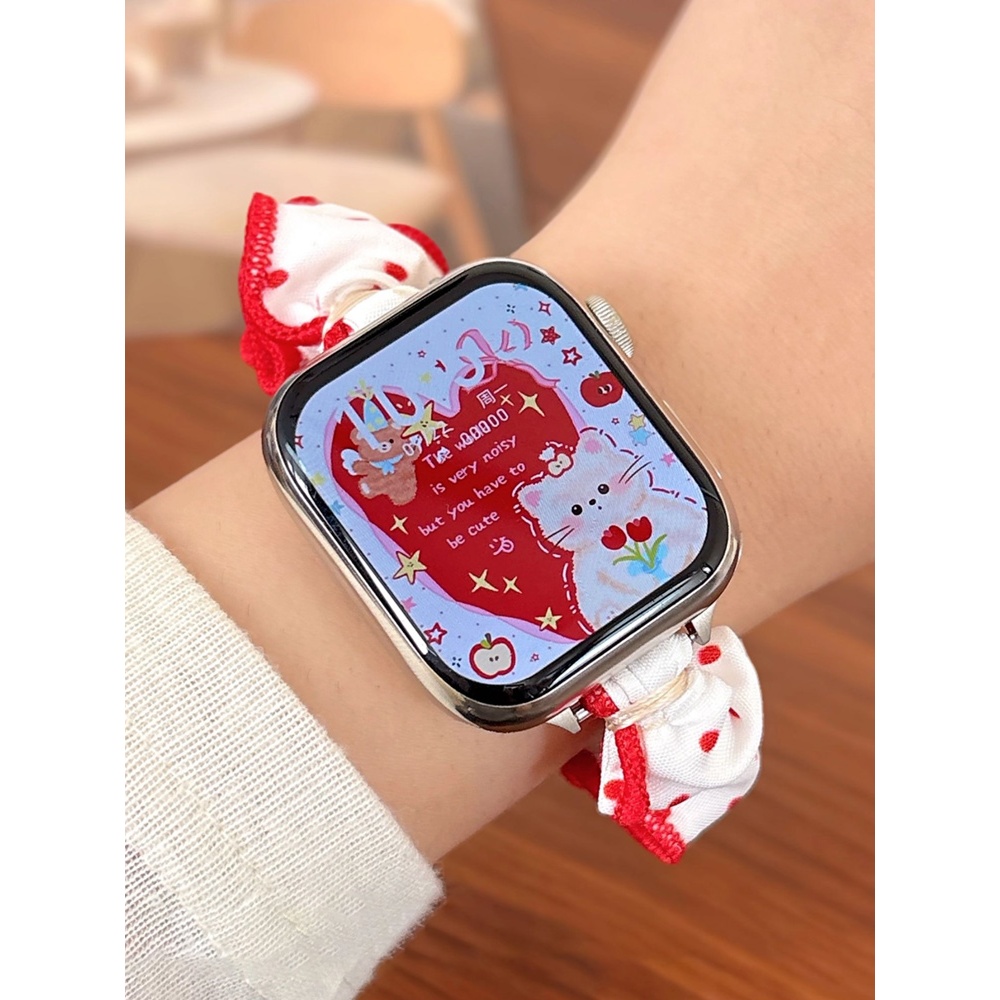 Dây buộc tóc phối màu ren nữ Dây buộc tóc co giãn cho Apple Watch S11 SE3 Ultra3 S10 S9 S8 SE S7 S6 Ultra 49mm 46mm 42mm 44mm 41mm 45mm Iwatch Band