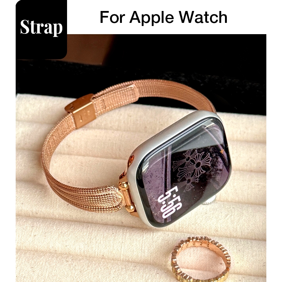 Nữ Lưới Hoa Phiên Bản Mỏng Dây Đeo Bằng Thép Không Gỉ Thích Hợp Cho Apple Watch S11 SE3 Ultra3 S10 S9 S8 SE S7 S6 Ultra 49mm 46mm 42mm 40mm 44mm 41mm 45mm Dây Đeo Tay