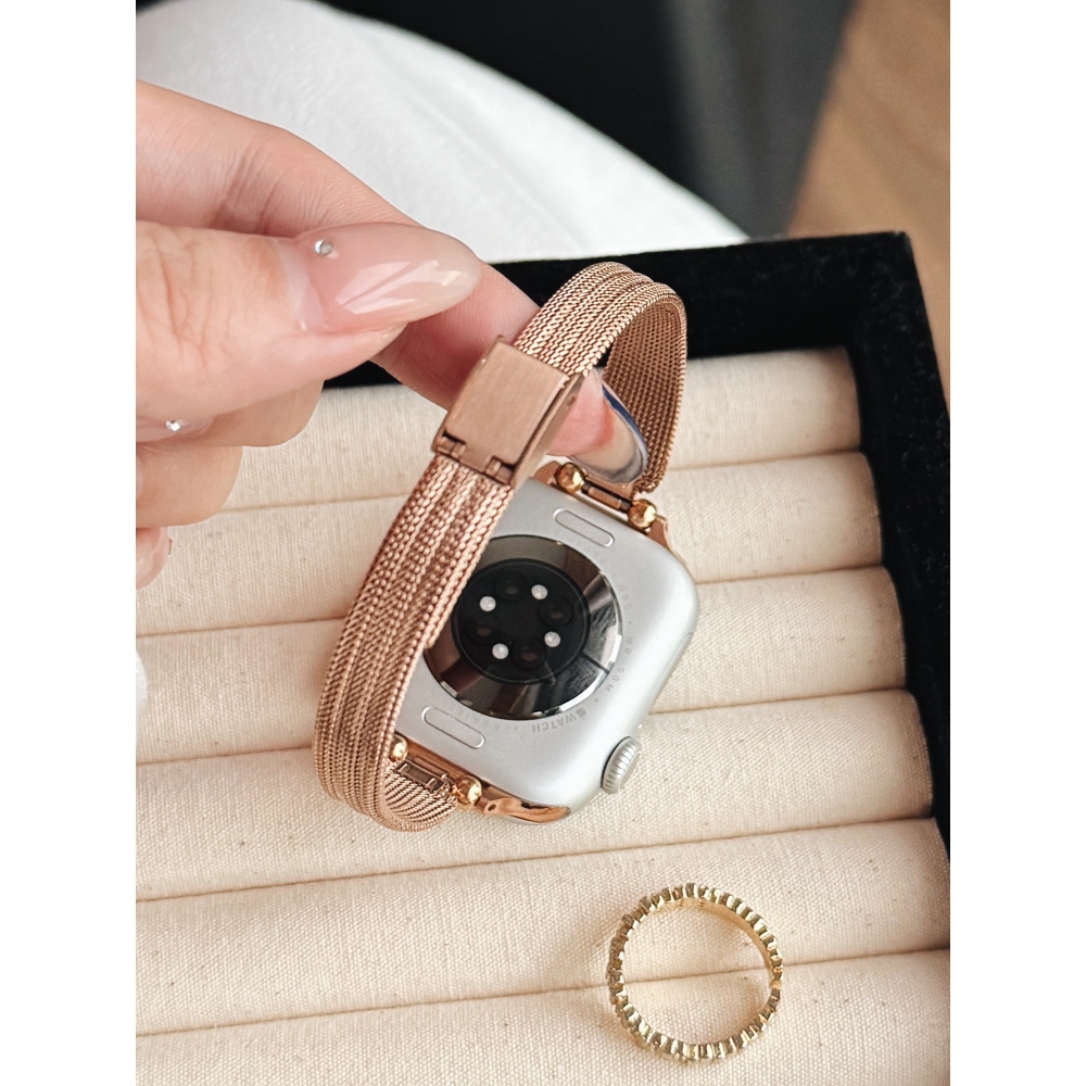 Nữ Lưới Hoa Phiên Bản Mỏng Dây Đeo Bằng Thép Không Gỉ Thích Hợp Cho Apple Watch S11 SE3 Ultra3 S10 S9 S8 SE S7 S6 Ultra 49mm 46mm 42mm 40mm 44mm 41mm 45mm Dây Đeo Tay