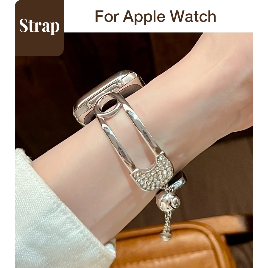 Vòng tay kẹp giấy nữ Dây đeo thiết kế kim loại Thích hợp cho Apple Watch S11 SE3 Ultra3 S10 S9 S8 SE S7 S6 Ultra 49mm 46mm 42mm 40mm 44mm 41mm 45mm Dây đeo cổ tay
