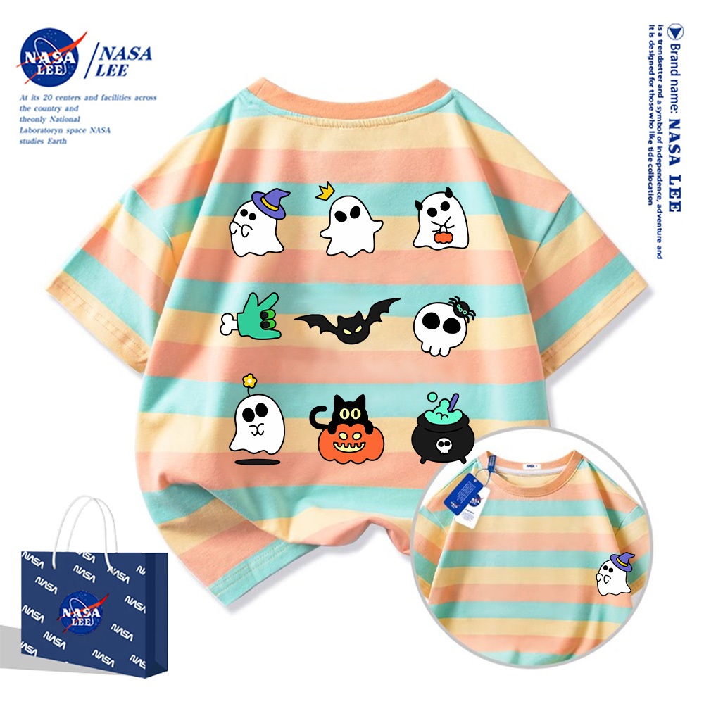 NASA Pure Cotton Tay Ngắn 2025 Phong Cách Mới Trẻ Em Tay Ngắn Mềm Mại Thoải Mái Thời Trang Halloween