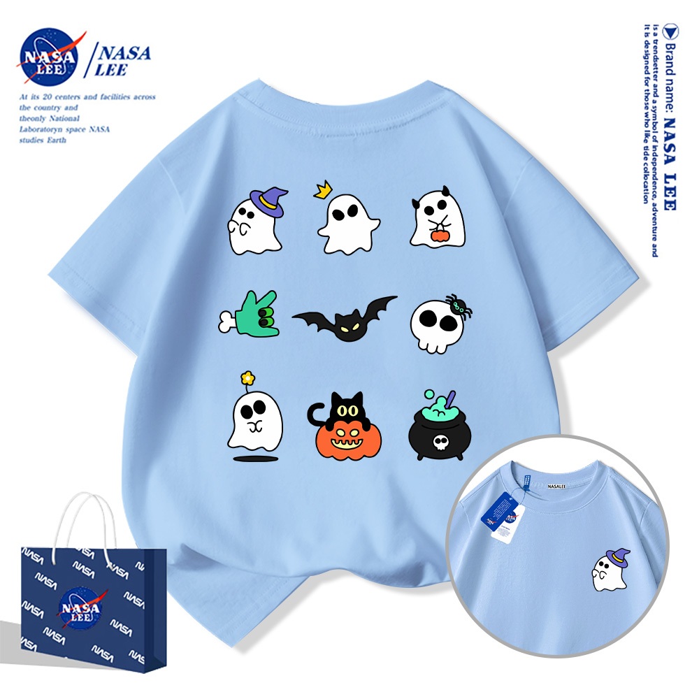 NASA Pure Cotton Tay Ngắn 2025 Phong Cách Mới Trẻ Em Tay Ngắn Mềm Mại Thoải Mái Thời Trang Halloween