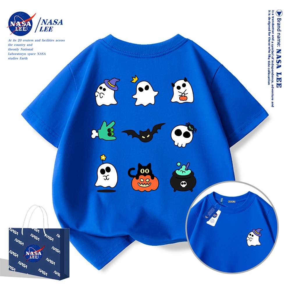 NASA Pure Cotton Tay Ngắn 2025 Phong Cách Mới Trẻ Em Tay Ngắn Mềm Mại Thoải Mái Thời Trang Halloween