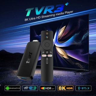 TVR3 + Android 14 Mini Smart TV Stick Giao diện UI hệ thống kép Rockchip RK3518 Chip 2GB 16GB HD 8K HDR10 + Wifi 6 TV Stick