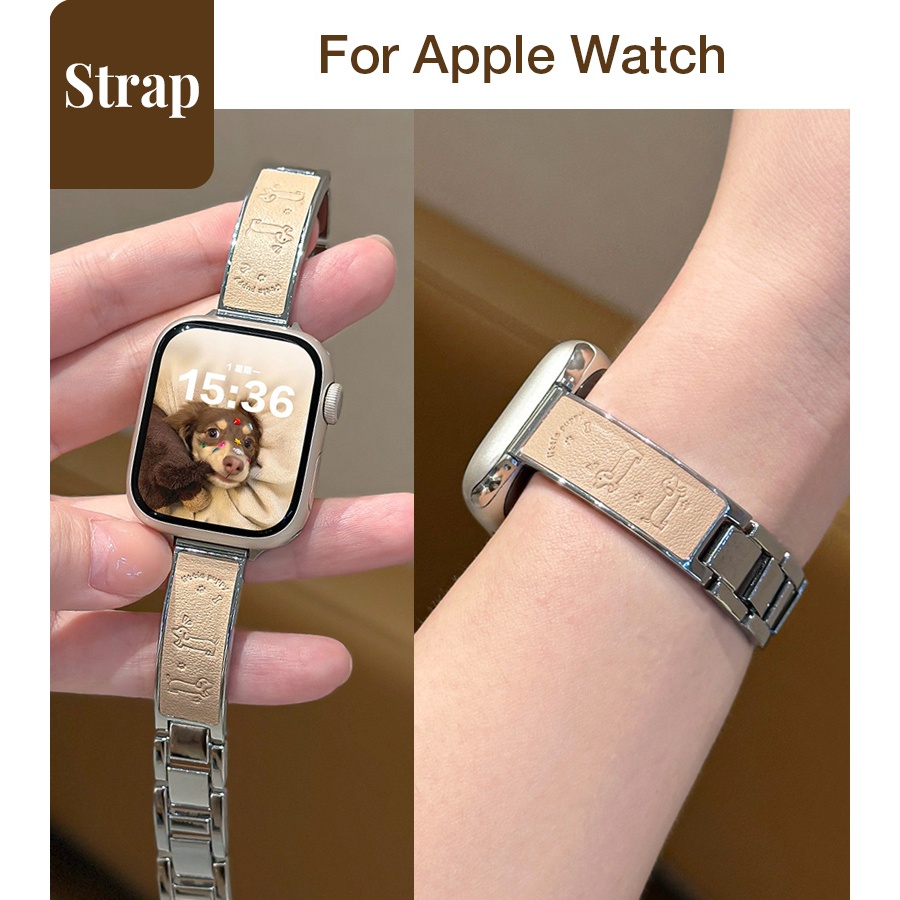 Dây đeo da kim loại Dachshund Patch dành cho nữ Thích hợp cho Apple Watch S11 SE3 Ultra3 S10 S9 S8 SE S7 S6 Ultra 49mm 46mm 42mm 40mm 44mm 41mm 45mm Dây đeo cổ tay