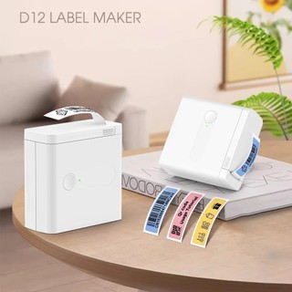 Máy In Nhiệt Không Mực D12 Máy In Nhãn Di Động Bluetooth Không Dây Mini Miếng Dán Máy In Có Máy Cắt DIY Mã Vạch Tên Giá Thẻ Máy Ghi Nhãn Máy Làm Nhãn Mini