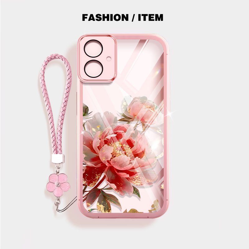 YBD Trong Suốt Ốp Lưng Điện Thoại Samsung Galaxy A07 A06 A03 A04 A04E M04 F04 M13 A05 M05 F05 M06 F06 M07 F07 A03 Core A04 Core A032F Nhiều Màu Sắc Phong Cách Trung Hoa Hoa Mẫu Đơn Lỗ Chính Xác Prot
