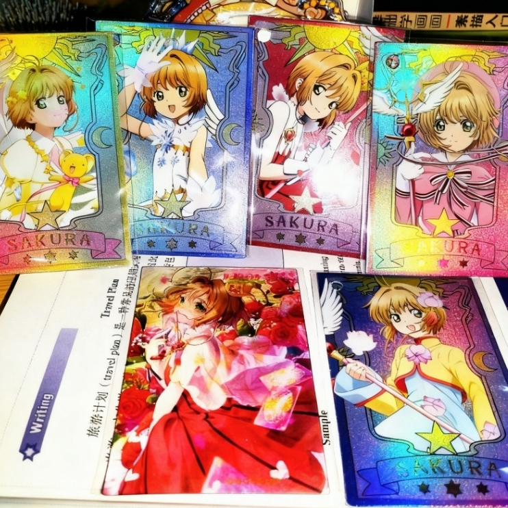 Bộ huy hiệu hộp mù Cardcaptor Sakura | Chân kim loại ba chiều 75mm có thẻ nhân vật | Quà tặng Anime sưu tập dành cho người hâm mộ