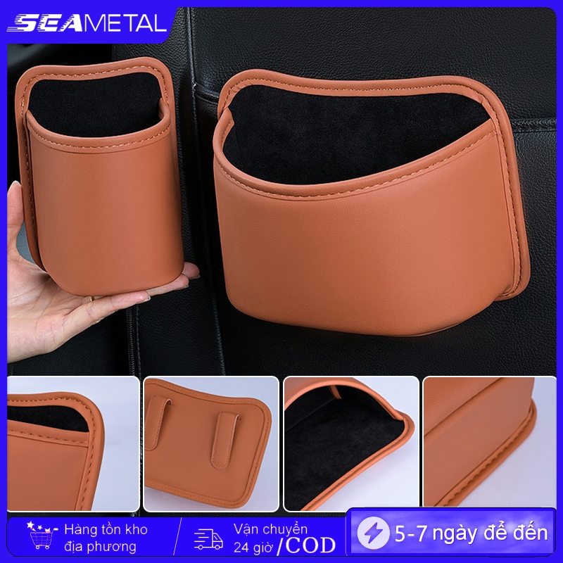 SEAMETAL Da PU Cửa Ô Tô Hộp Bảo Quản Tự Động Ghế Sau Treo Cốc Đựng Rác Có Thể Đa Năng Lưu Trữ Ô Tô Bỏ Túi Người Tổ Chức