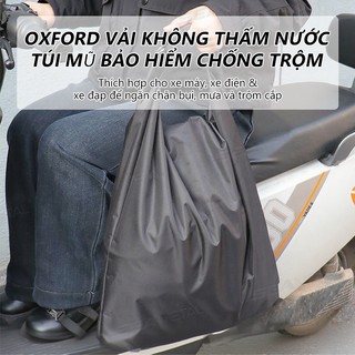 Túi đựng mũ bảo hiểm xe máy vải nylon chống thấm nước, dây rút, nắp bảo vệ, dùng cho full/nửa mũ