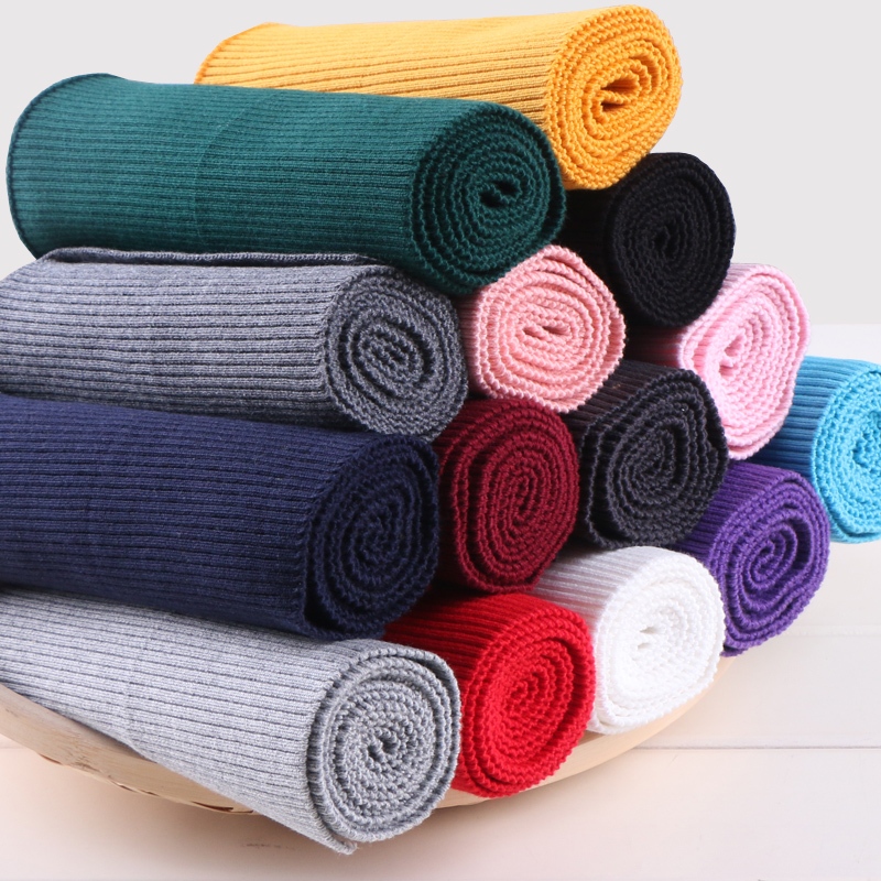 Dệt Kim Cotton Màu Trơn Co Giãn Gân Còng Vải Áo DIY Phụ Kiện Vải Rib Để Làm Còng 16X90cm / chiếc
