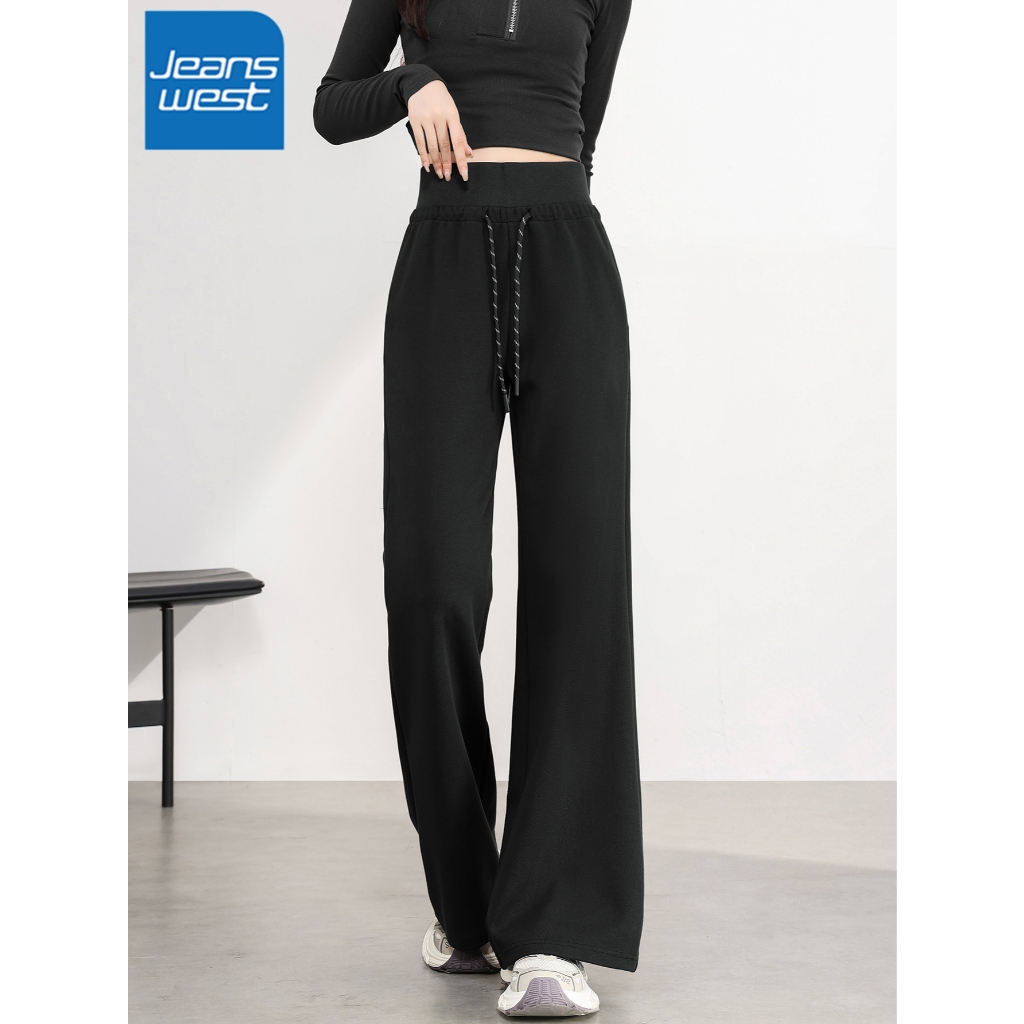 JEANSWEST Sweatpants Nữ Micro-Flap Eo Cao Dây Rút Thu Đông 2025 - Phù Hợp Yoga & Thể Thao