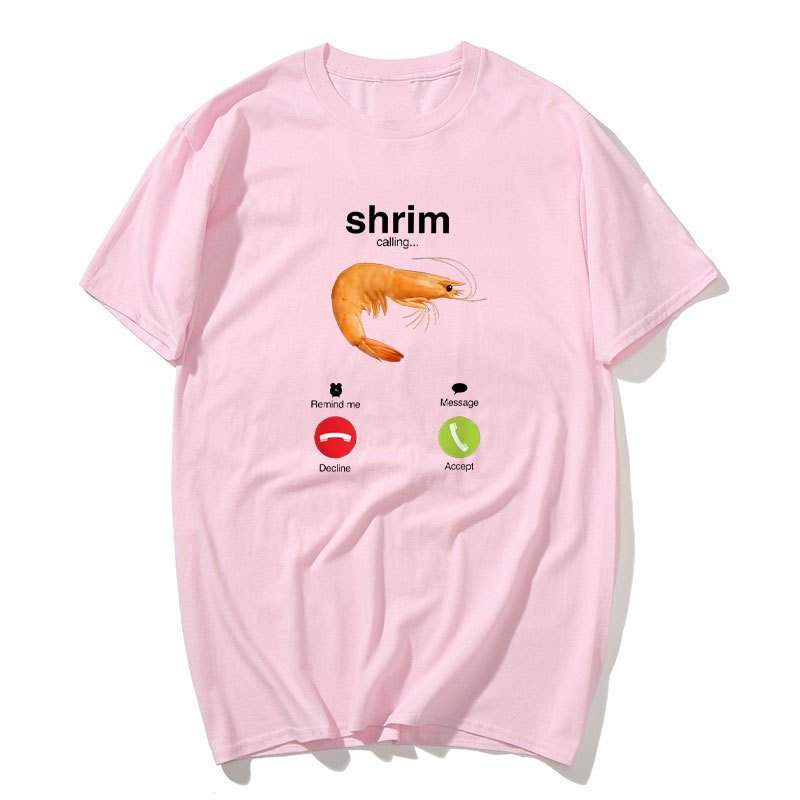 Áo thun nam tay ngắn ngộ nghĩnh với hình ảnh meme tôm, phù hợp dạo phố và có form slim vừa vặn.