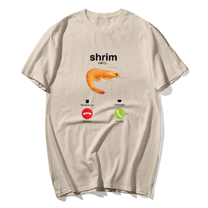 Áo thun nam tay ngắn ngộ nghĩnh với hình ảnh meme tôm, phù hợp dạo phố và có form slim vừa vặn.