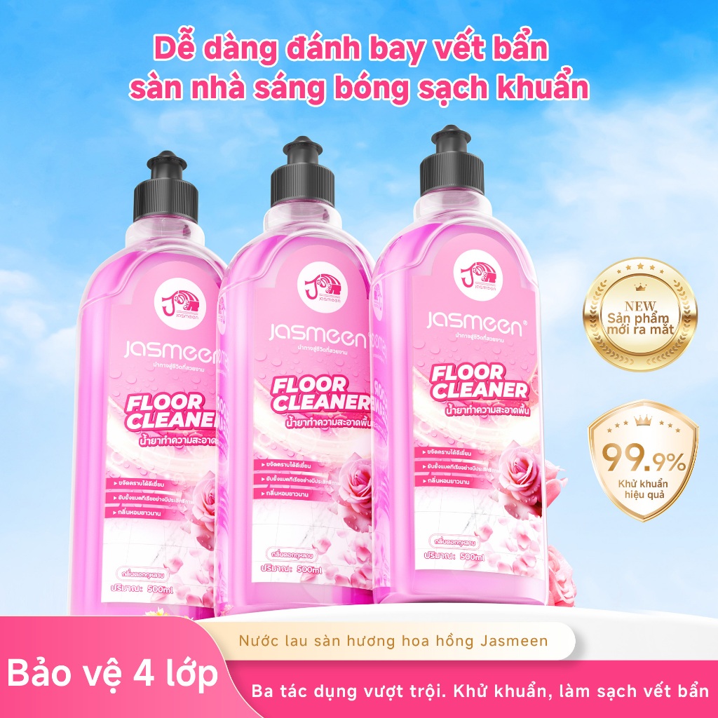 Nước Lau Sàn JASMEEN - Hương Hoa Hồng-Dung Dịch Lau Sàn Gỗ Bóng Mượt- Dung Tích 500 ML- Nước Lau Sàn Khử Mùi