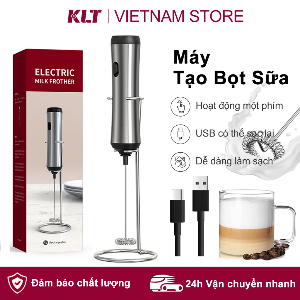 Cliton Máy tạo bọt sữa điện có chân đế Trộn hiệu quả Chất liệu thực phẩm Máy xay sinh tố Mini cho cà phê Frappe Latte Matcha Sôcôla nóng