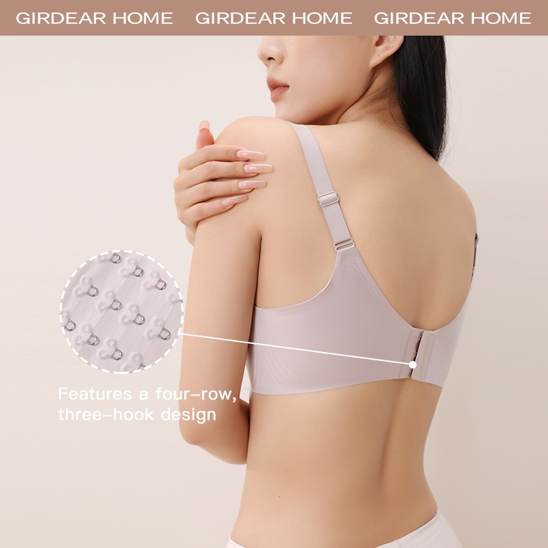 Girdear Home Áo Ngực Nữ Kiểu Deep V Đẩy Ngực Thanh Lịch - Chất Satin Pháp Kèm Ren, Gom Ngực Tốt, Không Dây Mềm Mịn, Không Đường May,8531FJ07