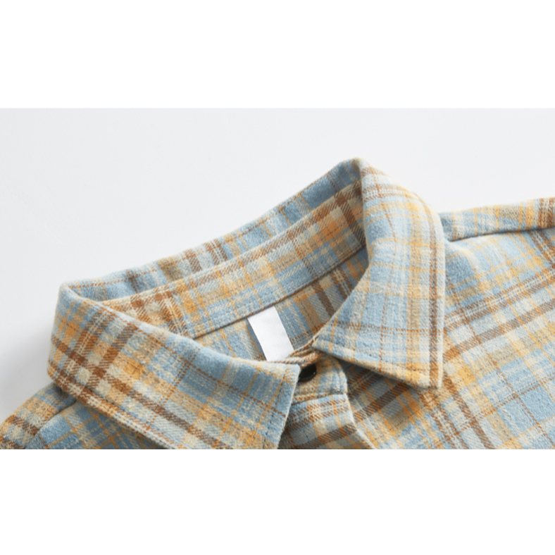 Áo sơ mi nam dài tay màu đen kiểm tra Áo sơ mi công sở kẻ sọc Cotton màu xanh