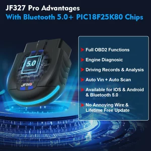 Máy quét JFIND JF327 Pro ELM327 OEM APP OBD2 cho Android iPhone Bluetooth 5.0 cho ô tô và xe máy Công cụ sửa chữa chẩn đoán ELM 327 OBDII cho Honda Yamaha