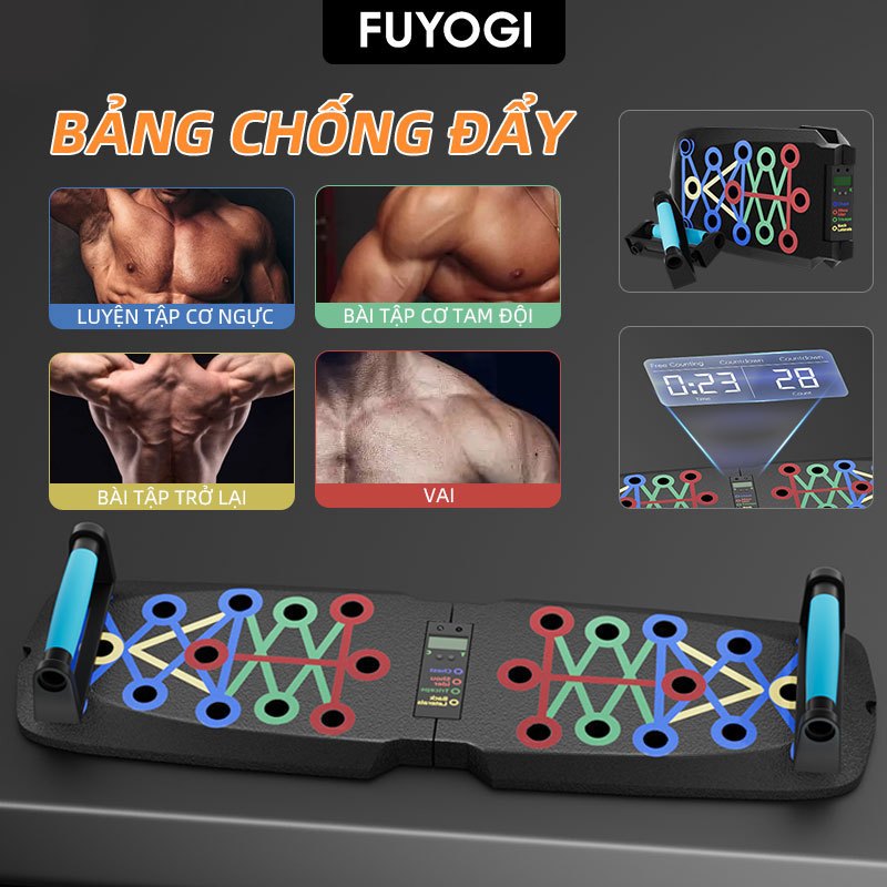FUYOGI Push Up Board có thể gập lại, màn hình LCD đếm số lần tập - Thiết bị tập luyện tại nhà chuyên nghiệp