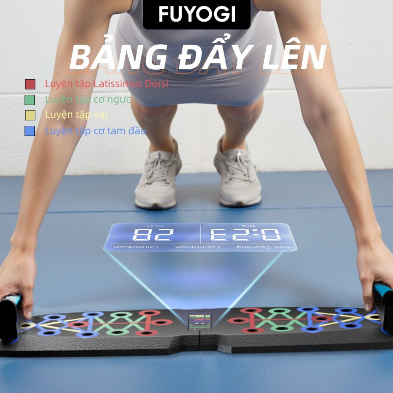 FUYOGI Push Up Board có thể gập lại, màn hình LCD đếm số lần tập - Thiết bị tập luyện tại nhà chuyên nghiệp