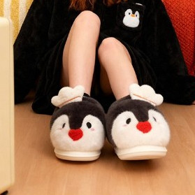 XIXITIAO Dép Cotton Giữ Ấm Nam Nữ Phong Cách Mới Cặp Đôi Mùa Đông Chim Cánh Cụt Dễ Thương Phòng Ngủ Nhà