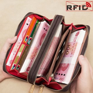 Thời Trang Mới Retro Ví Dài Nữ Ly Hợp Dung Tích Lớn Hai Lớp Dây Kéo