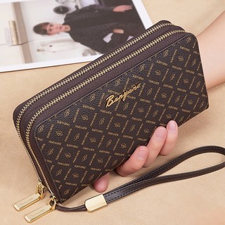 Thời Trang Mới Retro Ví Dài Nữ Ly Hợp Dung Tích Lớn Hai Lớp Dây Kéo