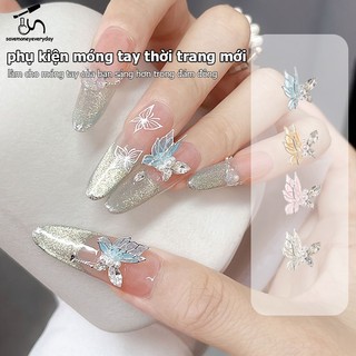 [savemoneyeveryday] Double Zircon Nail Art Charm 3d Ngọc Trai Pha Lê Trang Trí Móng Tay Diy Phụ Kiện Móng Tay Tinh Tế [vn]