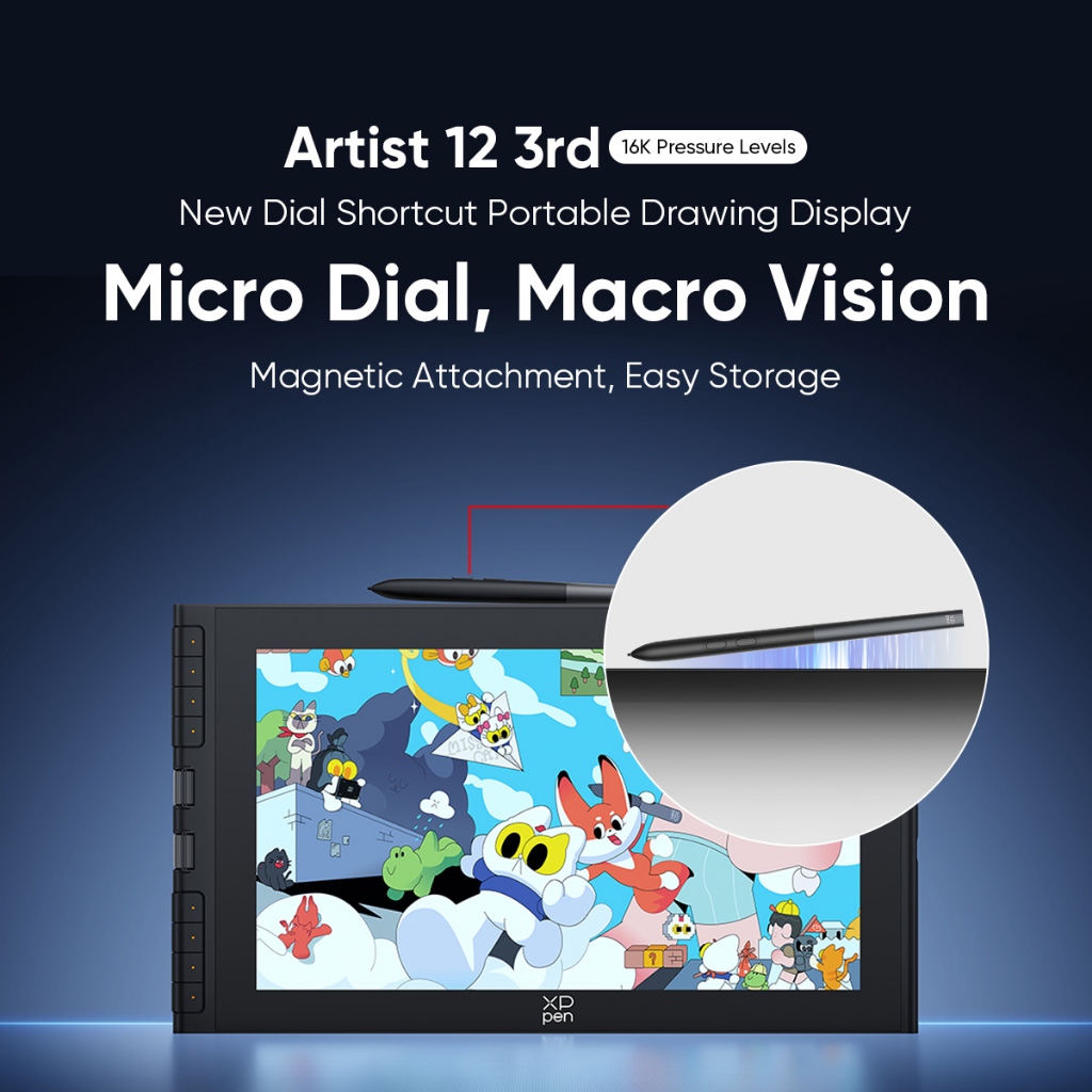 Bảng vẽ điện tử XPPen Artist 12 3rd Màn hình bút With Micro X-Dial & X4 16k không dùng pin Pen | BigBuy360 - bigbuy360.vn