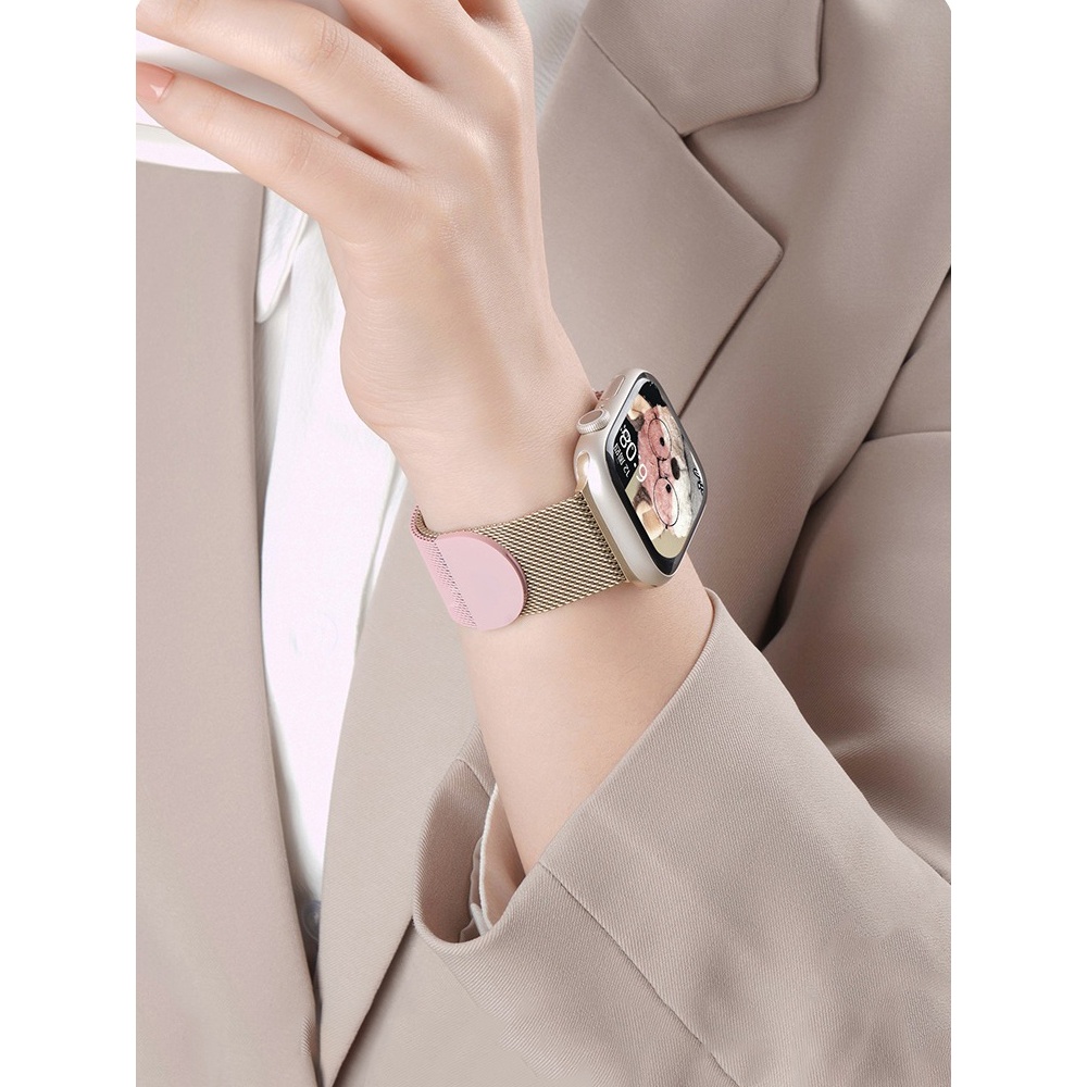 Nữ Đuôi Tròn Milan Từ Tính Thép Không Gỉ Chống Thấm Nước Dây Đeo Gradient Thích Hợp Cho Apple Watch S11 SE3 Ultra3 S10 S9 S8 SE S7 S6 Ultra 49mm 46mm 42mm 40mm 44mm 41mm 45mm Dây Đeo Tay