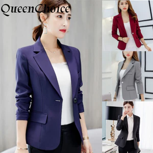 Thời Trang Nữ Dài Tay Áo Khoác Ngoài Nữ Công Sở Nữ OL Làm Việc Chắc Chắn Áo Blazer Đen Phù Hợp Với
