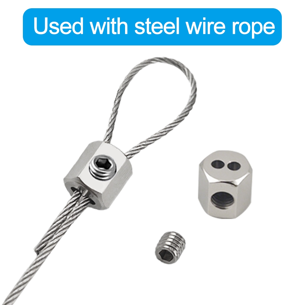 10-20 Chiếc 1-1.5 Mm Thép Không Gỉ Cáp Kẹp Dây Fixator Cáp Thép Căng Có Thể Điều Chỉnh Kim Loại Cố Định Cáp Dây