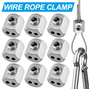 10-20 Chiếc 1-1.5 Mm Thép Không Gỉ Cáp Kẹp Dây Fixator Cáp Thép Căng Có Thể Điều Chỉnh Kim Loại Cố Định Cáp Dây