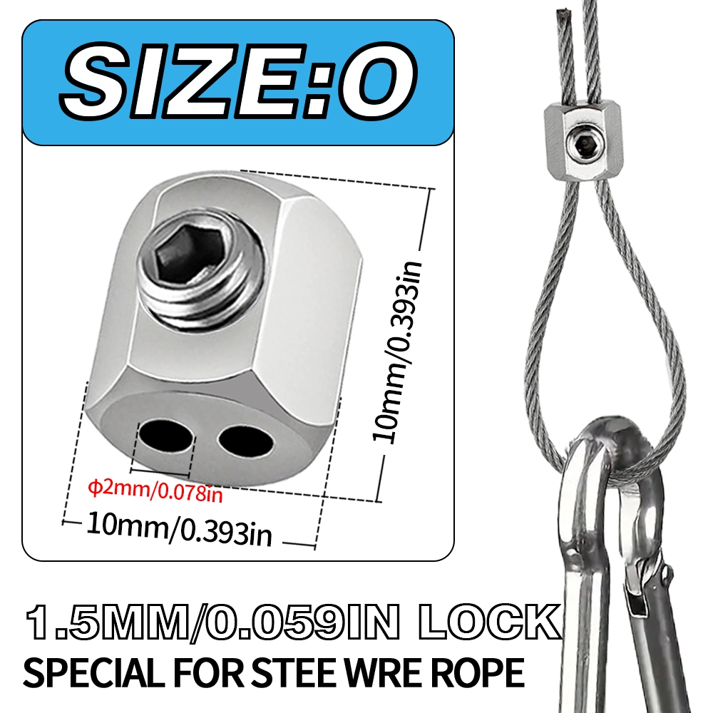 10-20 Chiếc 1-1.5 Mm Thép Không Gỉ Cáp Kẹp Dây Fixator Cáp Thép Căng Có Thể Điều Chỉnh Kim Loại Cố Định Cáp Dây