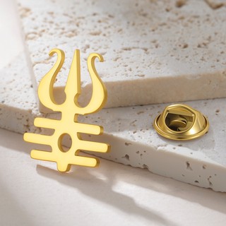 Trident Thổ Cẩm Skyrim Vàng, Kích thước 20x26mm, thép không gỉ, phụ kiện trang sức
