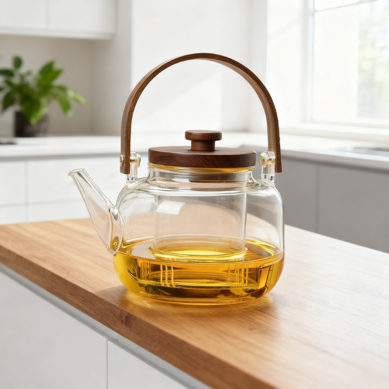 1000Ml Dày Ấm Trà Thủy Tinh Chịu Nhiệt Dung Tích Lớn Bếp Gốm Điện Sưởi Ấm Hoa Ấm Trà Tách Nước Trà Bộ Trà