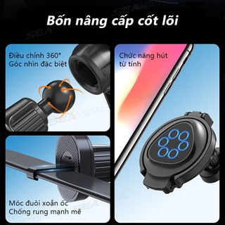 Giá đỡ cốc ô tô SEAMETAL gập lại, giá đựng đồ uống tự động, từ tính mạnh, xoay 360°, gắn cửa gió