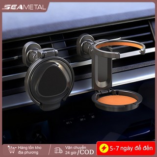 Giá đỡ cốc ô tô SEAMETAL gập lại, giá đựng đồ uống tự động, từ tính mạnh, xoay 360°, gắn cửa gió