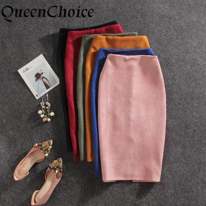 Queenchoice Nữ Váy Bút Chì Nữ Thời Trang Chắc Chắn Cao Cấp Co Giãn Váy Midi