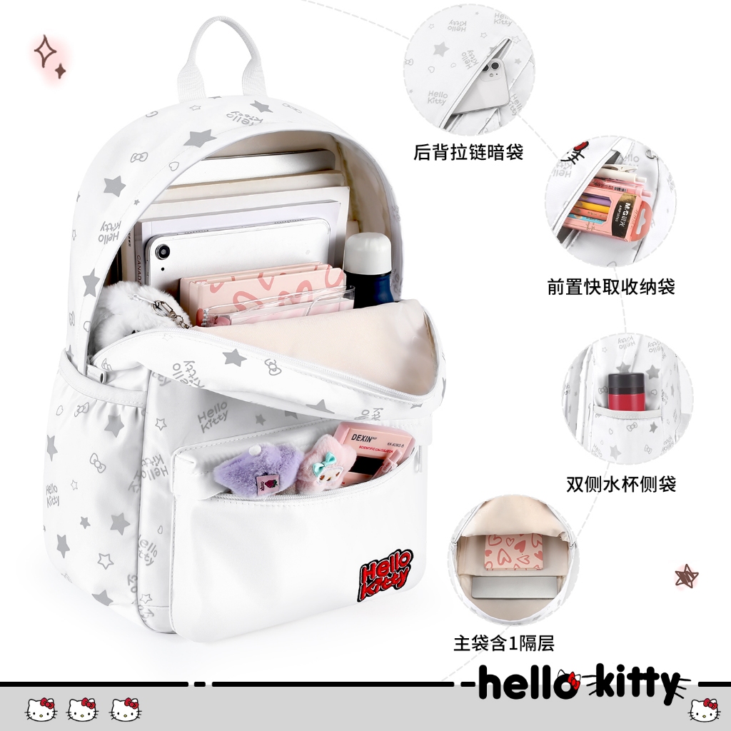 Chú mèo Hello Kitty Schoolbag Nữ Trung Học Cơ Sở Hello Kitty Học Sinh Đại Học Niche ins Phong Cách Ba Lô Sanrio