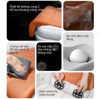 SEAMETAL Đa Năng Ghế Ngồi Ô Tô Hỗ Trợ Chân Nối Dài Da Lộn Ghế Tự Động Mở Rộng Chân Đệm Cho Người Lái Xe Nhớ Bọt Ghế Đệm Thảm Bao