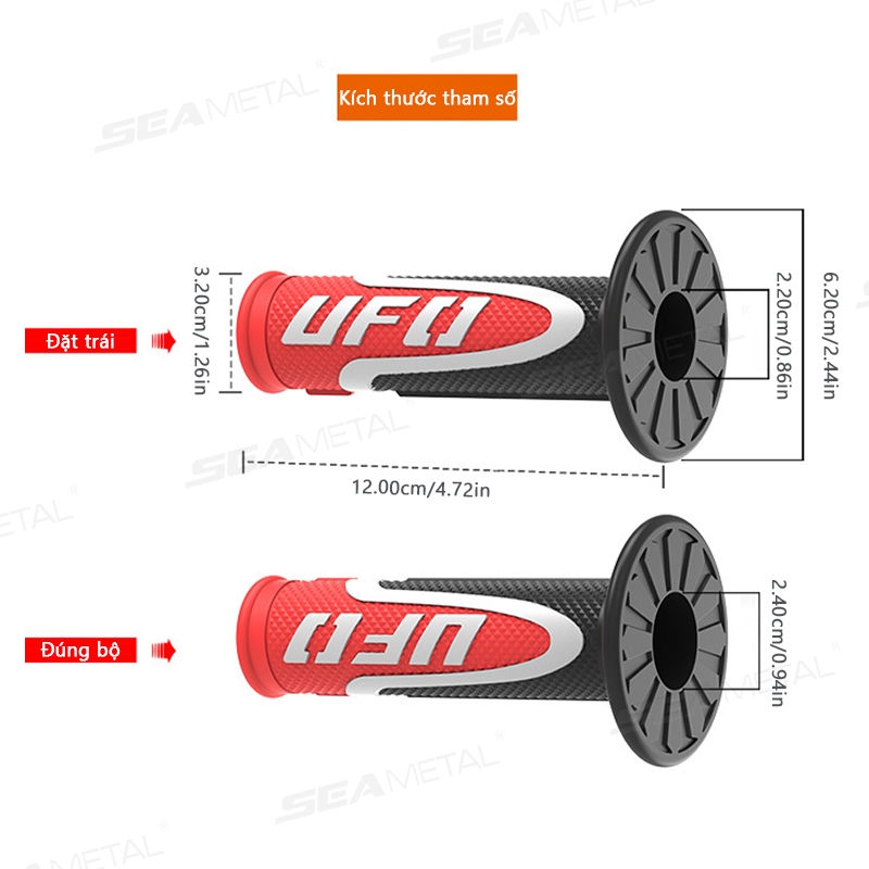 SEAMETAL Tay Lái Xe Máy Đường Bộ Thanh Bao Cao Su Chống Trơn Trượt Chống Trầy Xước Bảo Vệ Chống Rung Bền Tay Lái Có